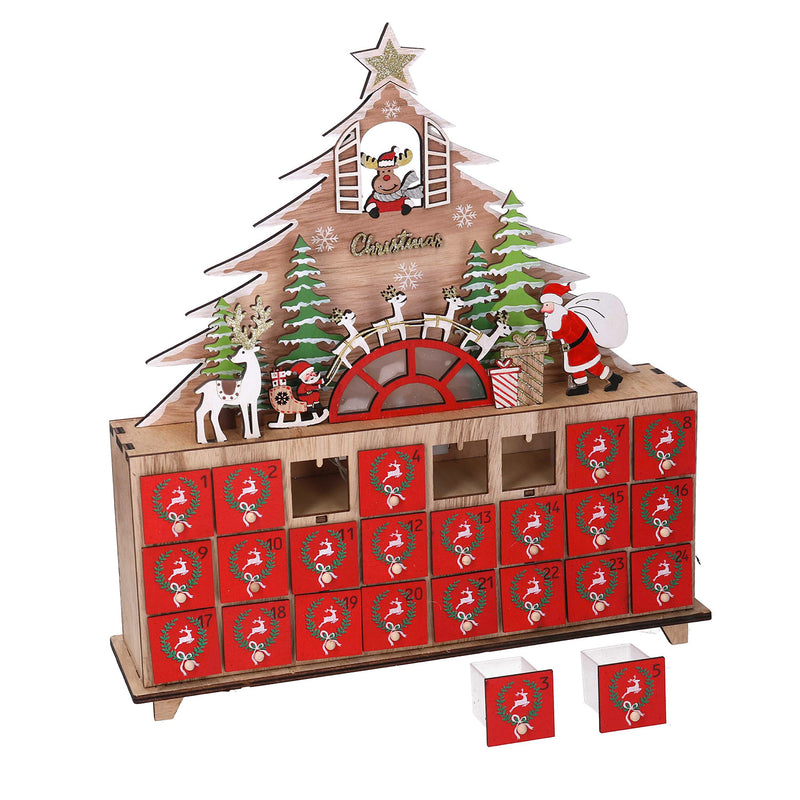 Calendario dell'Avvento in Legno con Led albero rosso cm 31x8xh34,5 –  acquista su Giordano Shop