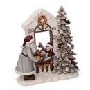 Statua resina babbo natale e bambini grigio con led cm 22x9,5xh22,5-2