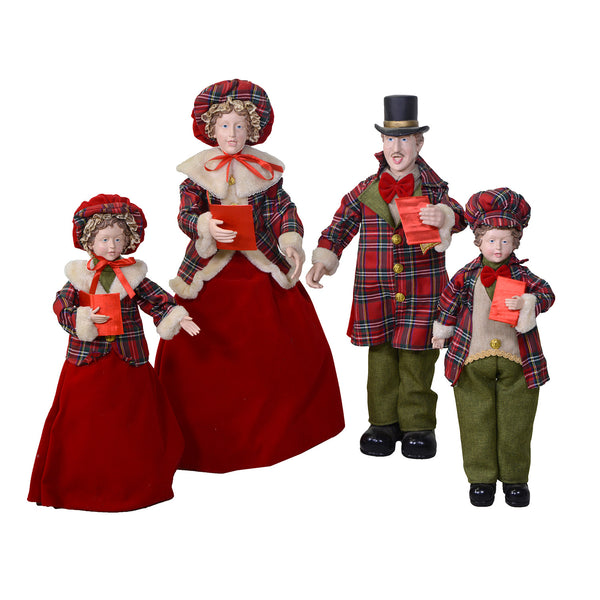 online Famiglia cantori in Tessuto rosso scozzese set 4pz cm 21x15xh70