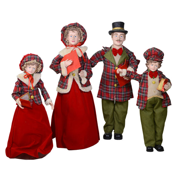 Famiglia Cantori in Plastica e Tessuto Rosso Scozzese Set 4pz cm 34x22xh96 online