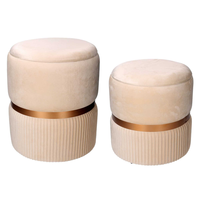 Set 2 Pouf Contenitore Ø35 cm e Ø39 cm in Tessuto Velluto Crema – acquista  su Giordano Shop