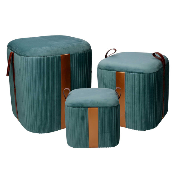 Set 3 Pouf Contenitore in Tessuto Velluto Verde Salvia – acquista su  Giordano Shop