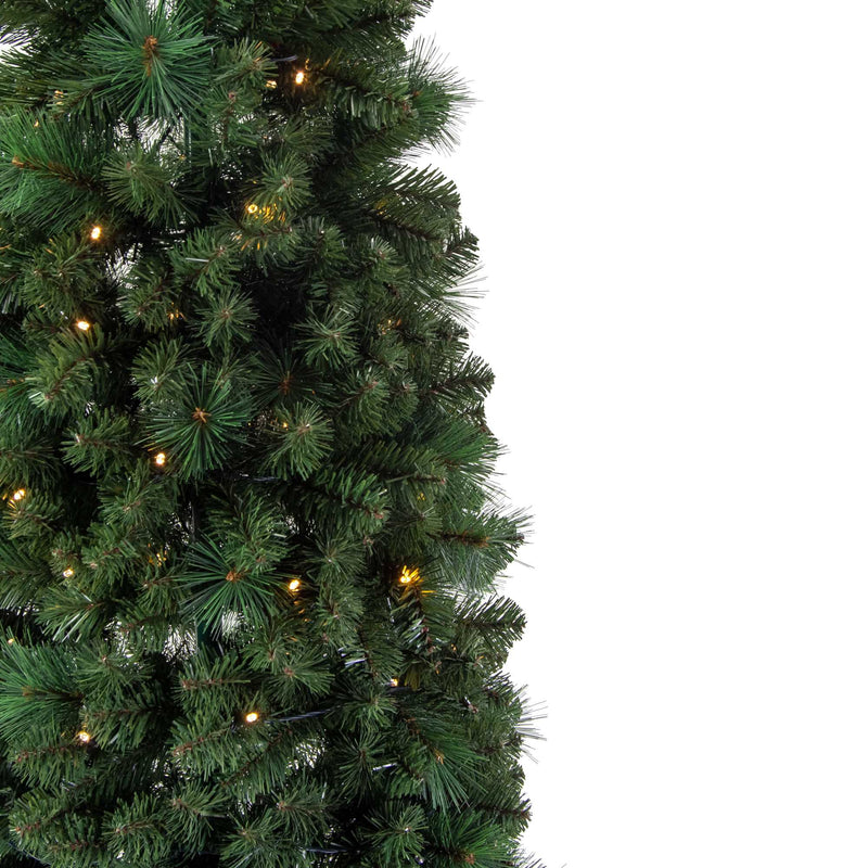 Albero di Natale artificiale innevato con led e base pieghevole verde