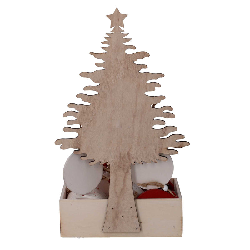 Albero espositore legno naturale c/24 decorazioni sfera cm 18x12xh32-5