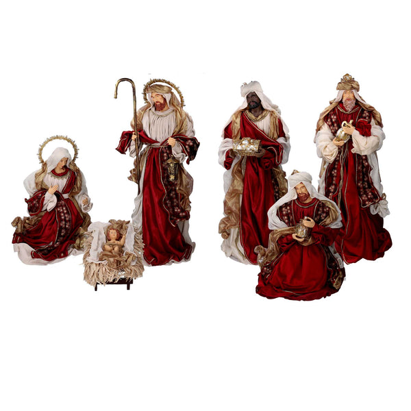 Natività tessuto bordeaux con re magi cm xh81 sconto