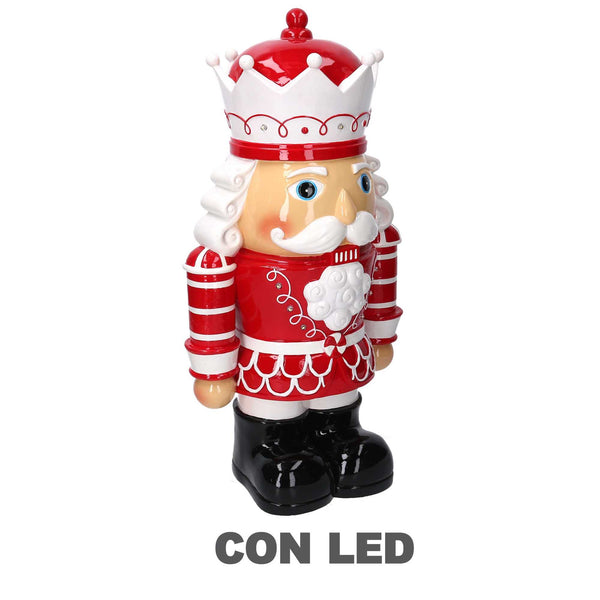 online Soldatino Schiaccianoci in resina bianco e rosso con led cm 26x18xh48