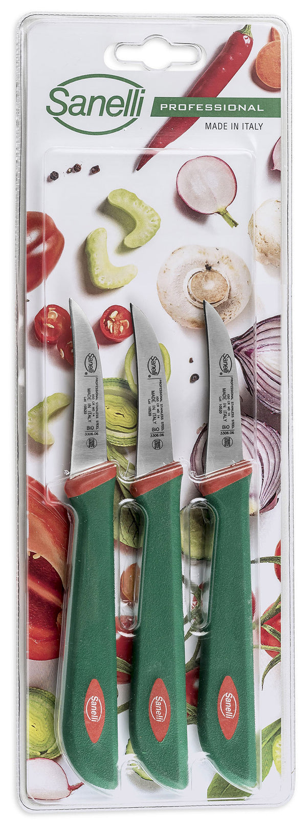 Set 3 Coltelli Spelucchino per Verdura e Frutta Lama 6 cm Sanelli Premana Verde/Rosso prezzo