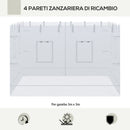 Pareti per Gazebo 3 Pezzi 300x195 cm in Rete di Nylon Bianco-4