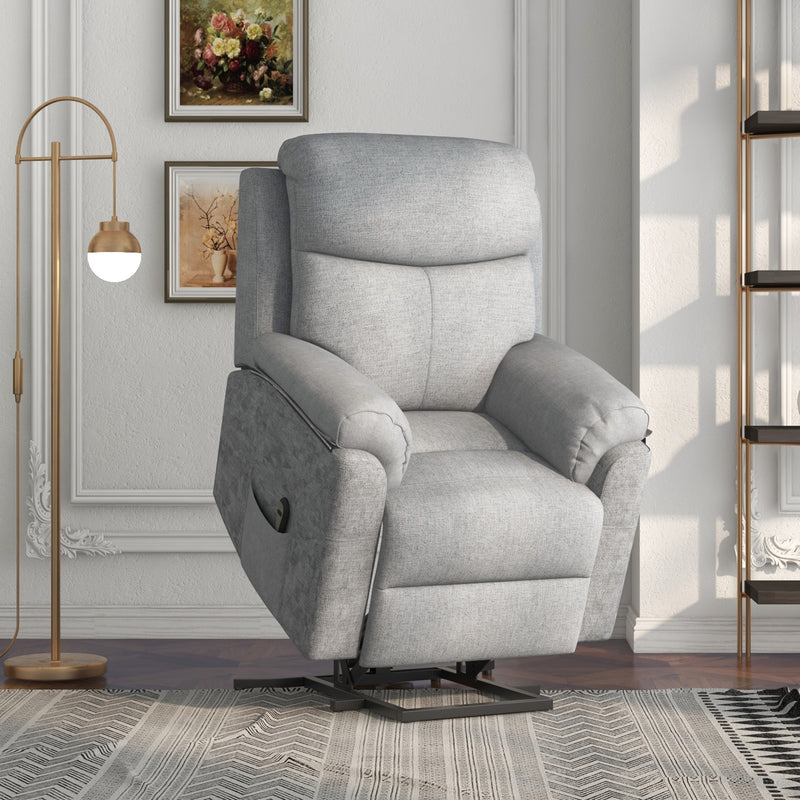 Poltrona Relax Massaggiante con Pouf e Telecomando in Tessuto Effetto Lino  Grigio – acquista su Giordano Shop