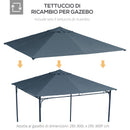 Tetto di Ricambio per Gazebo da Giardino 3x3m in Poliestere Grigio-7