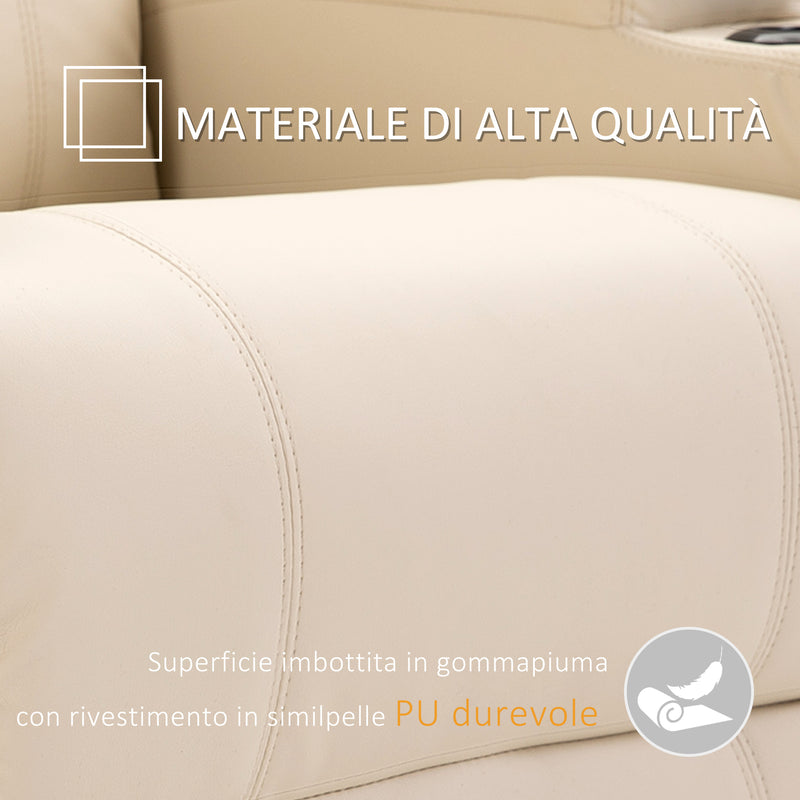 Poltrona Relax Massaggiante 84x92x109 cm in Similpelle Crema-6