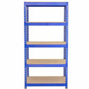 Set 3 Scaffali ad Incastro con Banco da lavoro da 120 cm e Martello Piani in MDF Struttura in Acciaio Blu-2