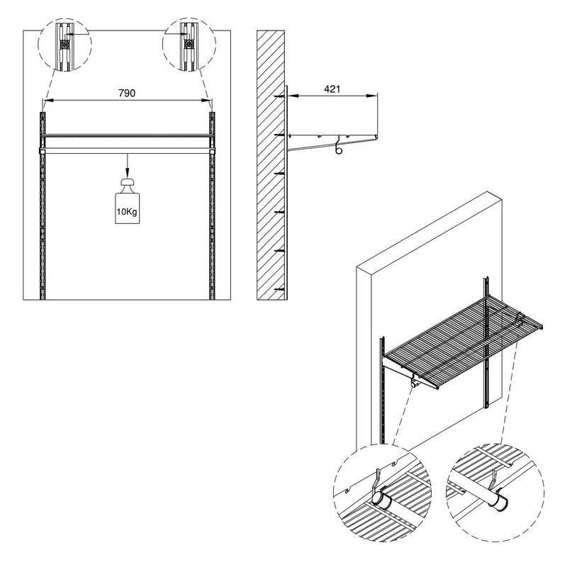 Set 2 Ripiani 80x40,5 cm con Supporti in Acciaio Emuca Bianco – acquista su  Giordano Shop