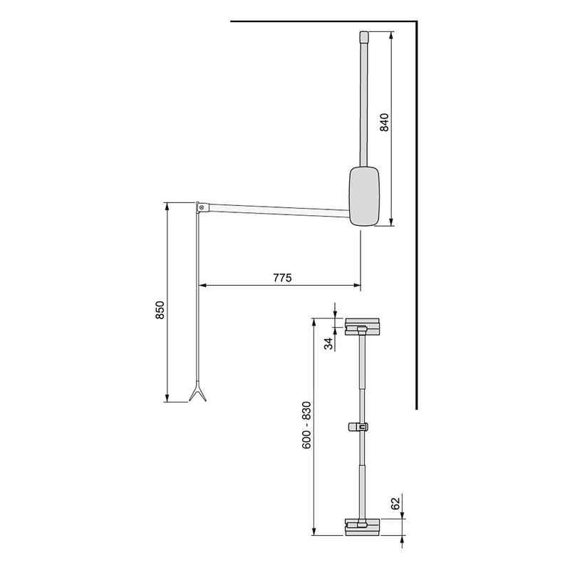 Appendiabiti per Armadio 60-83 cm Max 12Kg in Acciaio Emuca Cromato-4