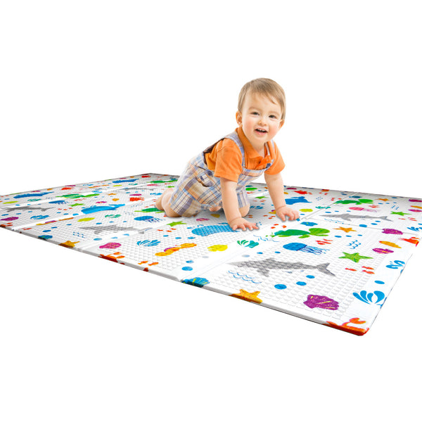 sconto Tappeto Morbido per Bambini 200x150x1 cm Pieghevole Oceano Multicolore