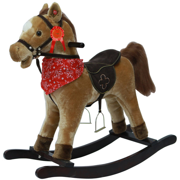 Cavallo a Dondolo per Bambini in Peluche con Suoni Marrone Chiaro sconto