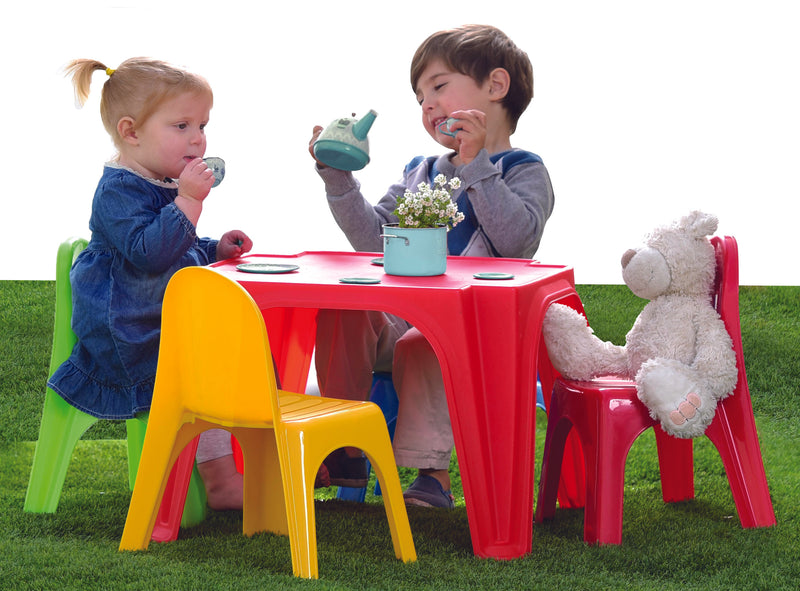 Set Tavolo con 4 Sedie per Bambini in Plastica Multicolore -1