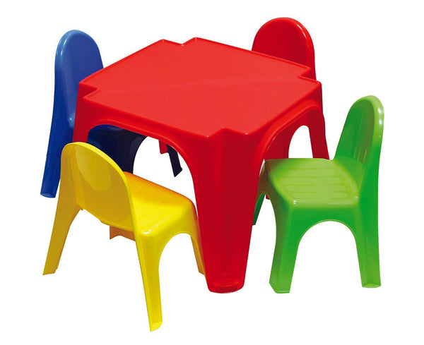 Set Tavolo con 4 Sedie per Bambini in Plastica Multicolore sconto