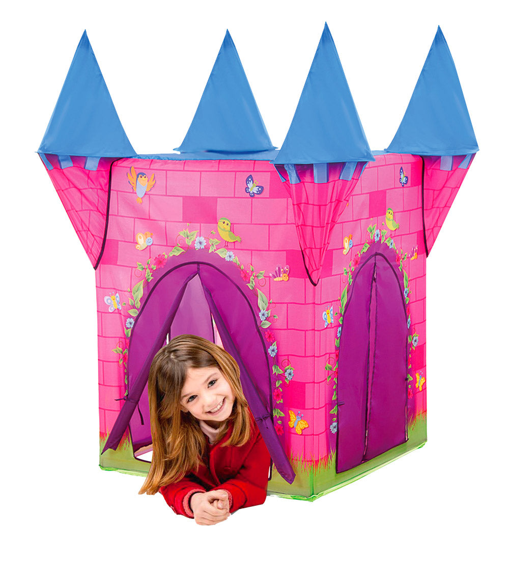 Tenda da Gioco per Bambini 110x110x132 cm Struttura in Plastica Tubolare  Con 2 Torri Rosa – acquista su Giordano Shop