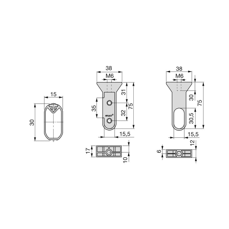 Kit Tubo per Armadio Silk L 1,15 m Anodizzato Opaco Alluminio e Tecnoplastica Emuca-2