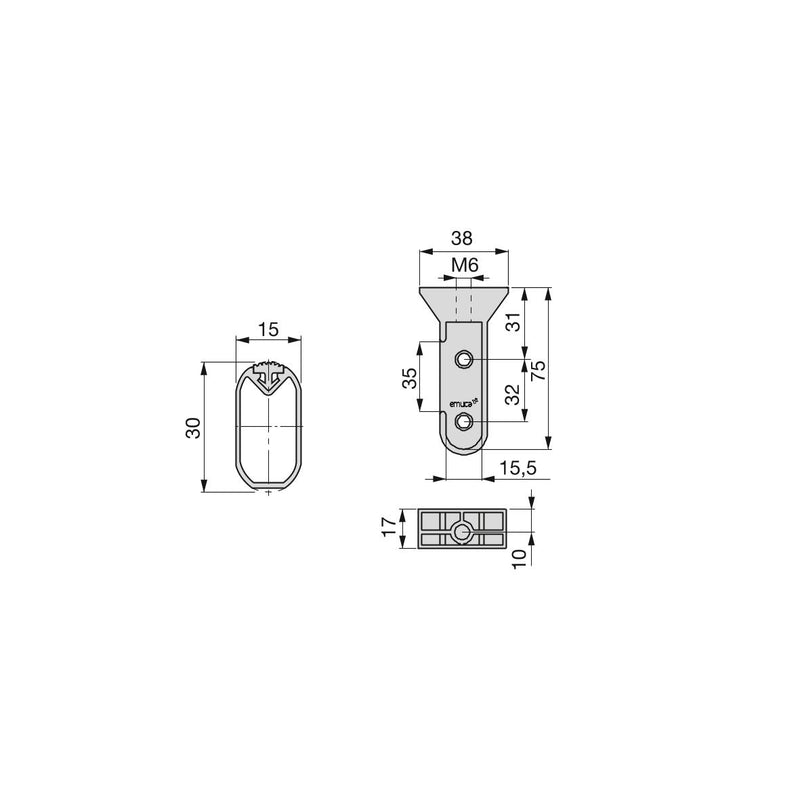 Kit Tubo per Armadio Silk L 0,75 m Anodizzato Opaco Alluminio e Tecnoplastica Emuca-2