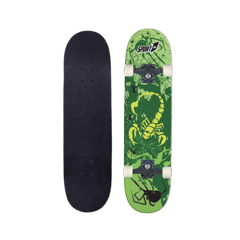 Skateboard con Tavola 80 cm in Legno Concava Orion Rosso Verde e Giallo-4