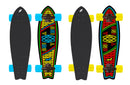 Skateboard con Tavola 70 cm in Legno Coda di Rondine Twins Giallo/Azzurro e Rosso/Giallo-1