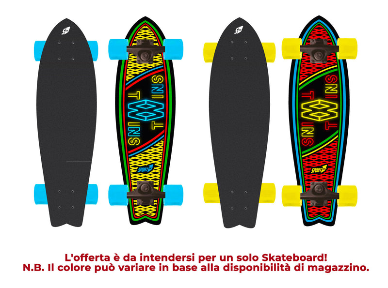 Skateboard con Tavola 70 cm in Legno Coda di Rondine Twins Giallo/Azzurro e Rosso/Giallo-4