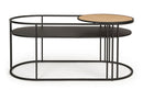 Tavolino Basso Ovale 102x47x46 cm in Acciaio e MDF Nero-2