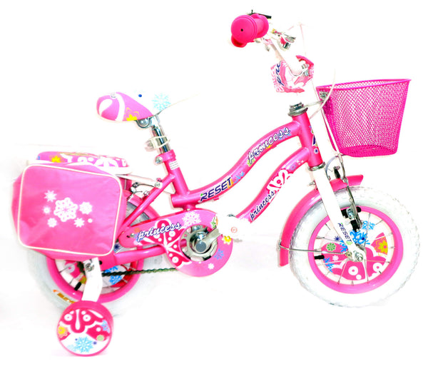 sconto Bicicletta per Bambina 14" 2 Freni con Cestino e Borse Laterali Rosa