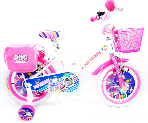 sconto Bicicletta per Bambina 16" 2 Freni con Cestino e Borse Laterali Bianca e Rosa