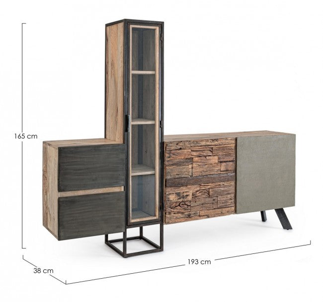 Credenza con Ante e Cassetti 193x38x165 cm in Legno-2