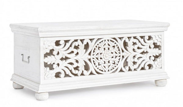 sconto Cassapanca Baule Rettangolare 100x50x45 cm in Legno Bianco