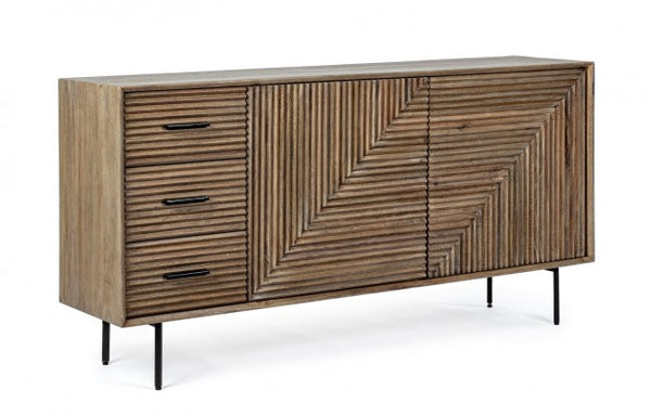 Credenza 2 Ante 3 Cassetti 160x40x83,2 cm in Legno Marrone sconto