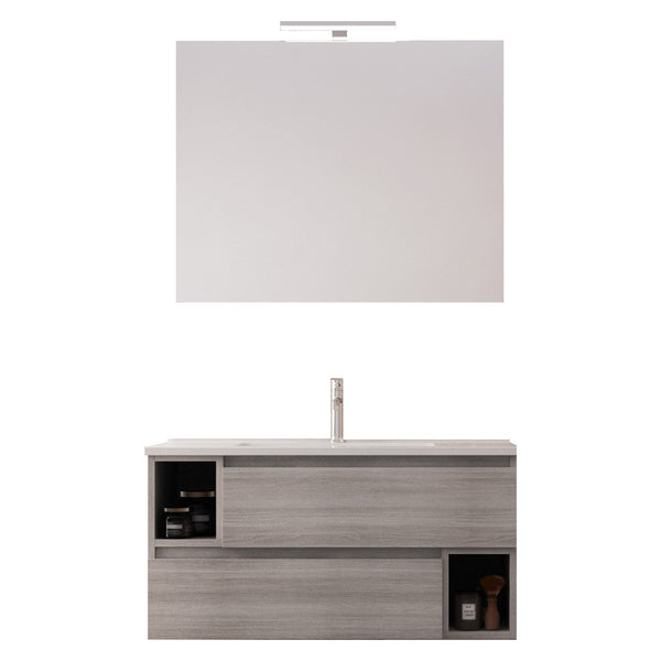 acquista Mobile Bagno Sospeso 90 cm Lavabo e Specchio Bonussi Cassiopea Grigio Eucalipto