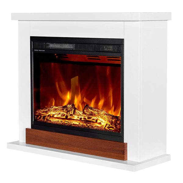 Camino Elettrico da Pavimento 70x80x30 cm Effetto Fiamma 1500W Sting & Lorance Bianco/noce online