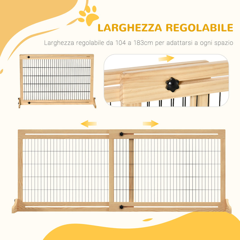 Cancelletto di Sicurezza per Cani 104-183x36x69 cm Estensibile in Legno-4