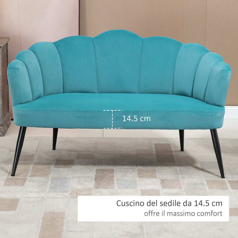 Divano 2 Posti Gambe in Metallo 132x66x80 cm in Tessuto Vellutato Verde –  acquista su Giordano Shop