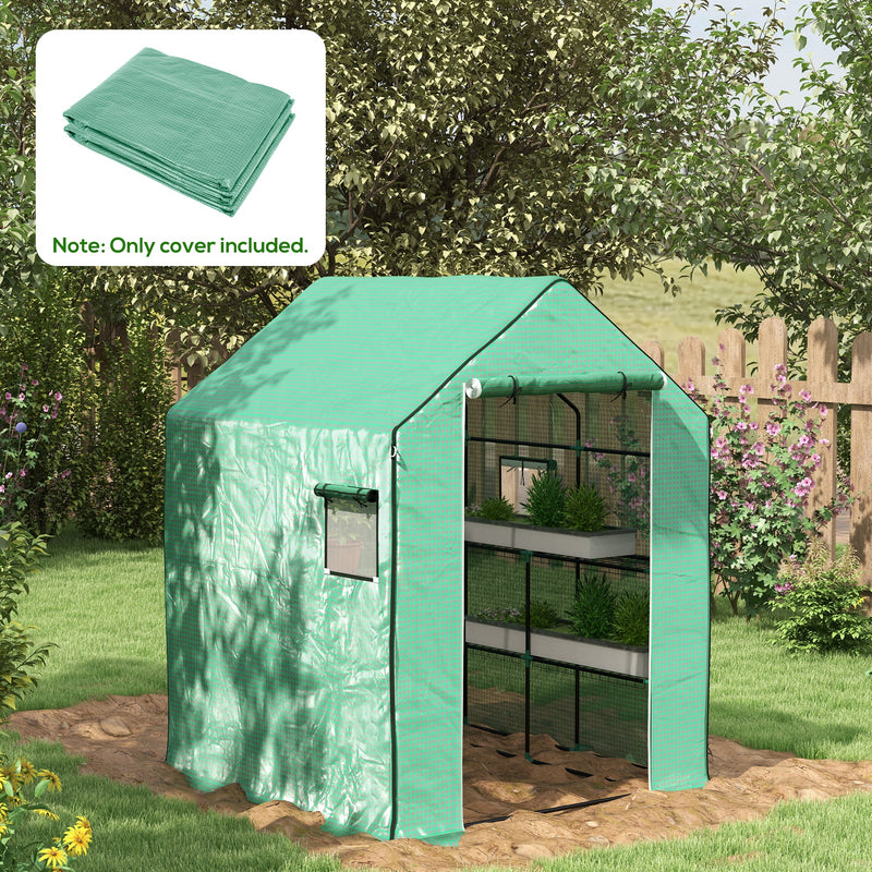 Copertura per Serra da Giardino con Porta a Cerniera e Finestre 140x143x190 cm in PE Verde-2