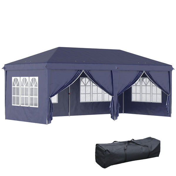 online Gazebo Pieghevole da Giardino 5,85x2,95m in Acciaio e Tessuto Oxford Blu