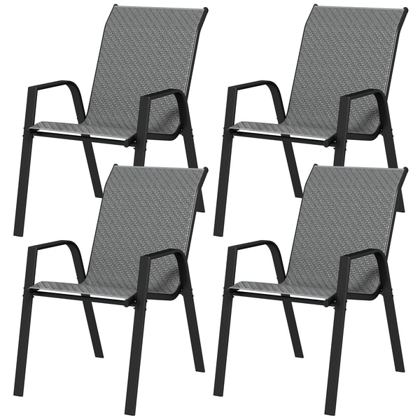 prezzo Set 4 Sedie da Giardino Impilabili con Braccioli 52x70x85 cm in Rattan PE e Acciaio Grigio