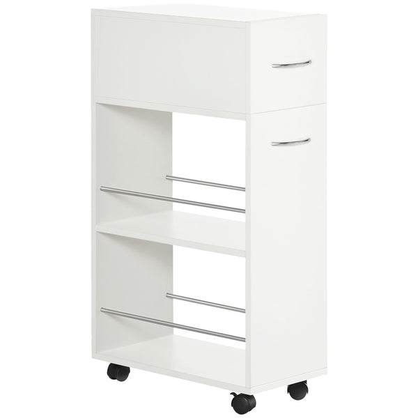 prezzo Carrello da Cucina con 2 Ripiani 25x50x85 cm in Truciolato e Acciaio Inox in Truciolato e Acciaio Inox