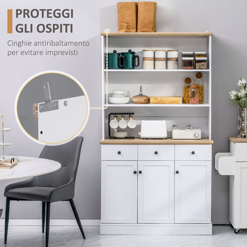 Credenza 3 Ripiani 3 Cassetti e 3 Ante 101x39x180,5 cm in Legno Bianco –  acquista su Giordano Shop