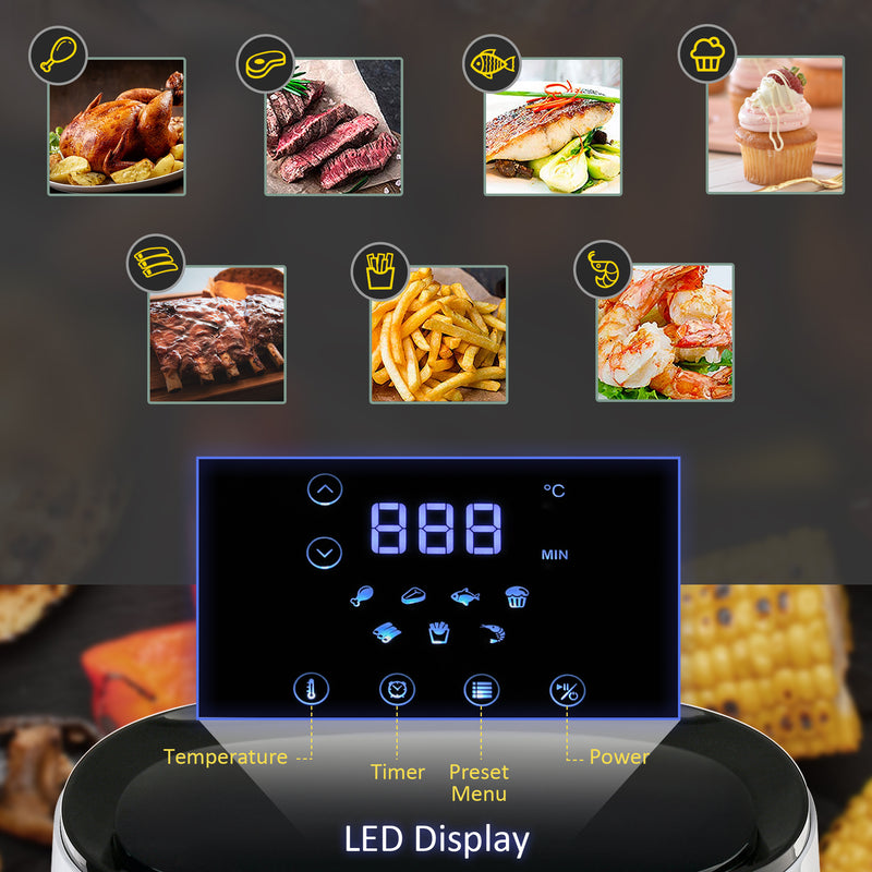 Friggitrice ad Aria 5 Litri 1400W 220V Display Led Touch