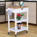 Carrello da Cucina Salvaspazio a 2 Ripiani con Cassetto in Legno Bianco 64x39x84.5 cm -2