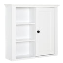 Mobiletto da Parete Salvaspazio 4 Ripiani Anta in Legno Bianco 53x14.5x50.5 cm -1