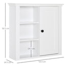 Mobiletto da Parete Salvaspazio 4 Ripiani Anta in Legno Bianco 53x14.5x50.5 cm -3