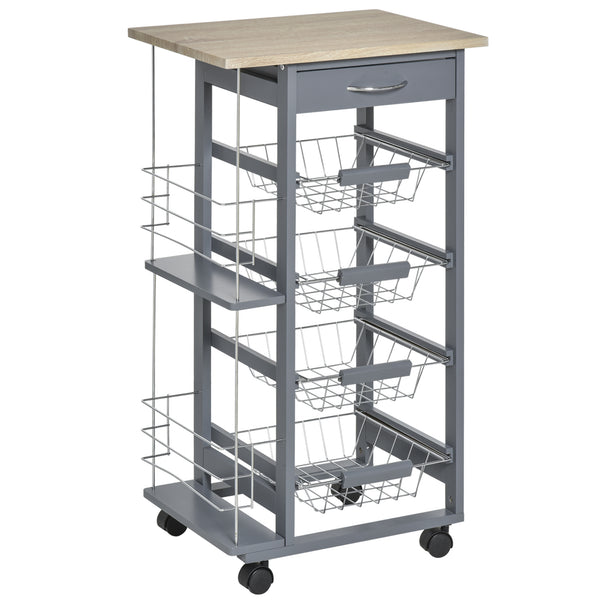 prezzo Carrello da Cucina 47x37x83 cm 1 Cassetto 4 Cestelli Ripiani Portaspezie Grigio