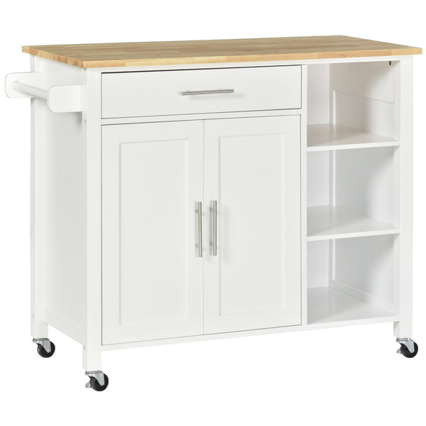 acquista Mobiletto Carrello da Cucina 107,5x48x89 cm con Ruote in Legno MDF  Bianco