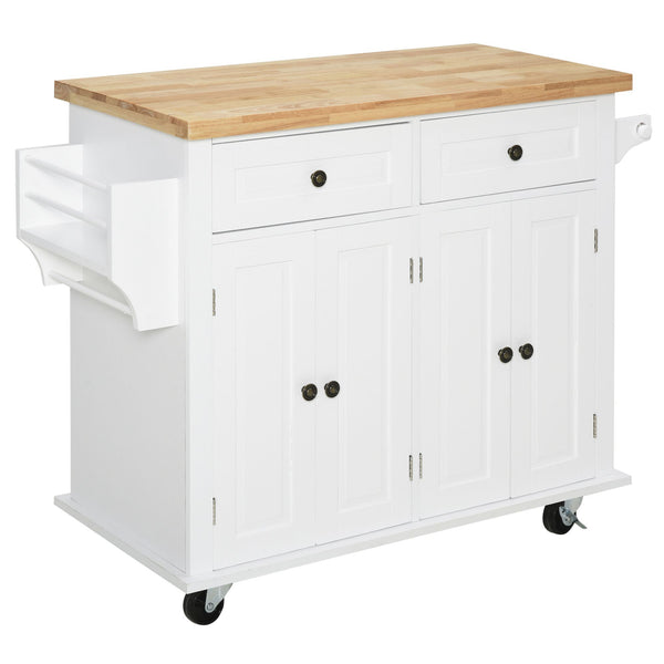 Carrello da Cucina Portavivande con Cassetti e Portaspezie 111x44,5x82,5 cm in Legno Bianco online